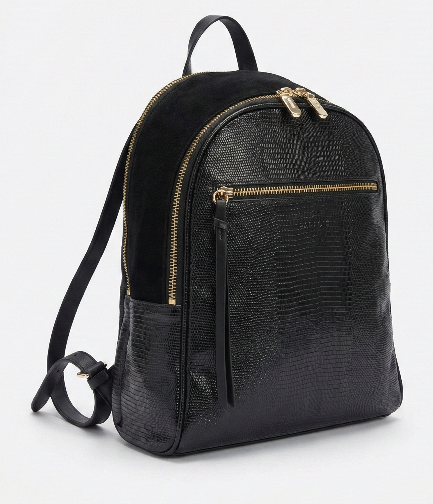 Parfois Black Faux-Snakeskin / Animal-Textured Backpack Lightly Used