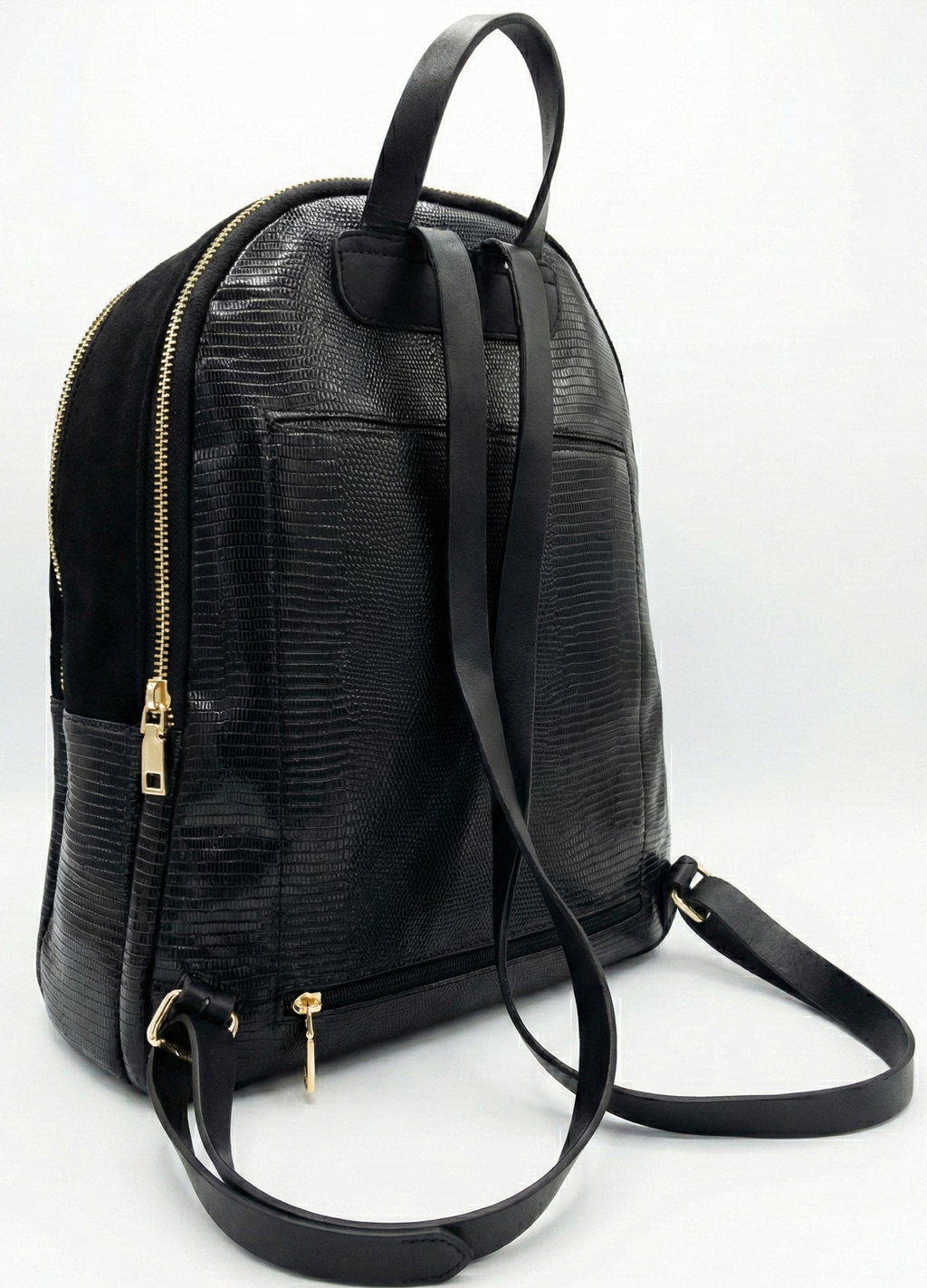 Parfois Black Faux-Snakeskin / Animal-Textured Backpack Lightly Used