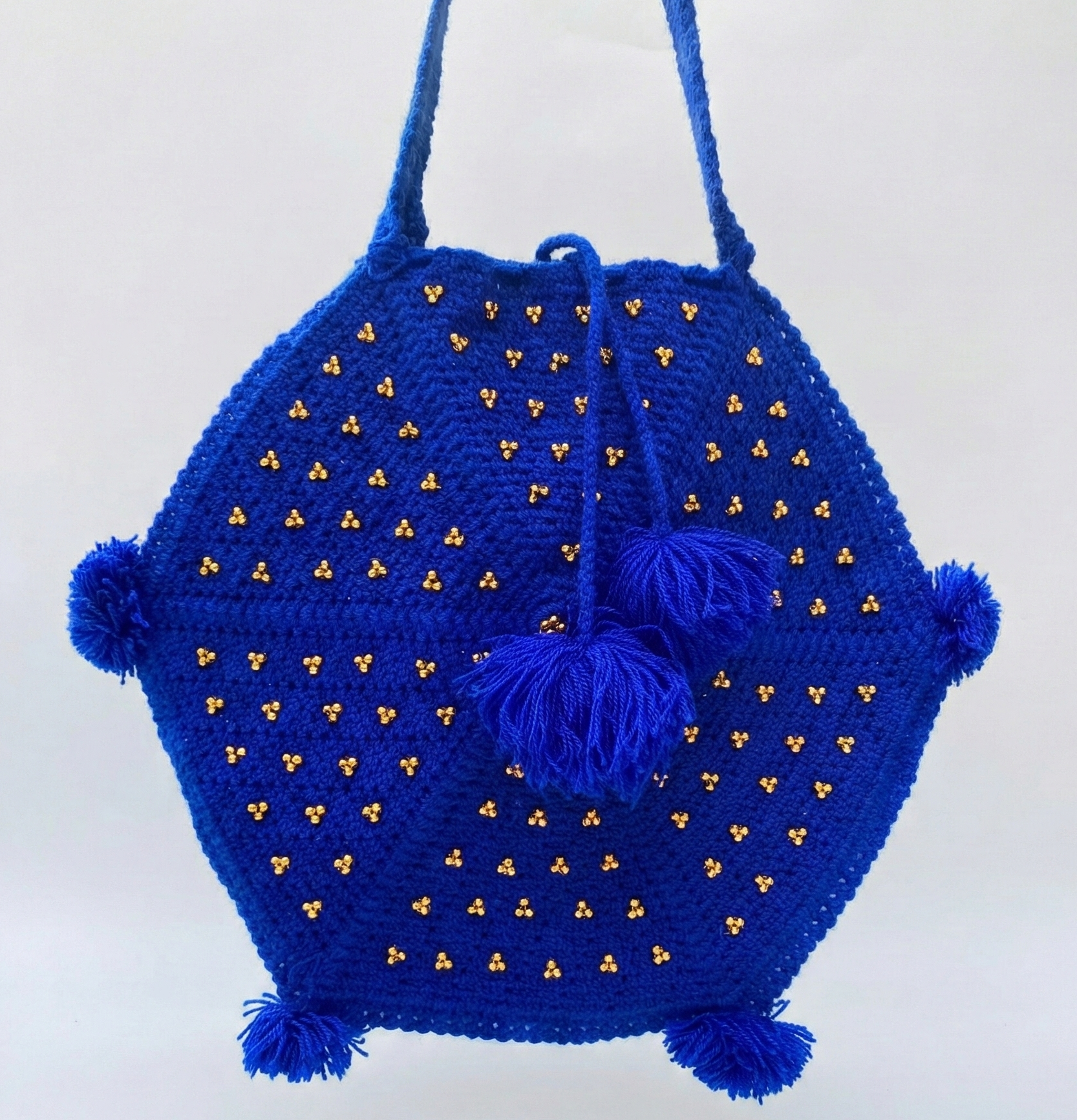 Handmade Blue Hexagon Crochet Bag